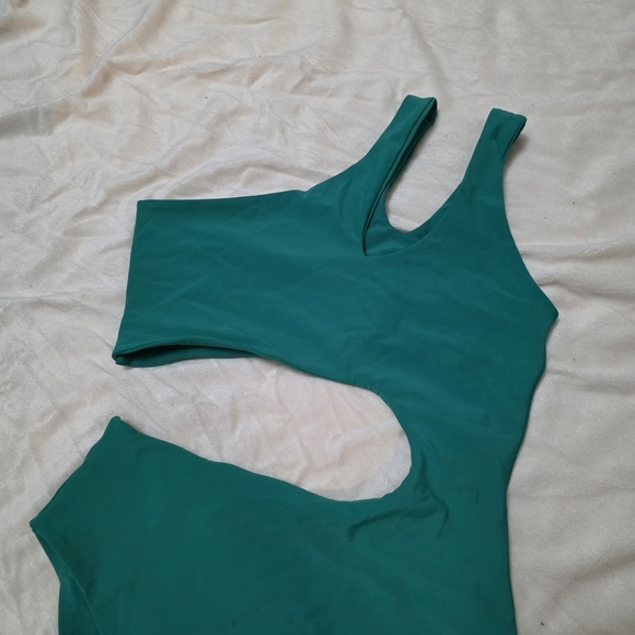 Green One Shoulder Cutout One-Piece Swimsuit by Sisterly Swimwear - Picture 5 of 8
